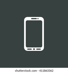 Vector illustration of cellphone sign icon on dark background.