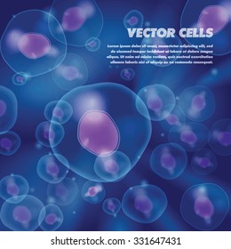 Vector illustration of cells. Life and biology abstract background.