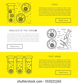 Vector illustration of cells of microorganisms, viruses, DNA and RNA. Cells of different pathogens and viruses drawn in a linear style, are icons of the cells.