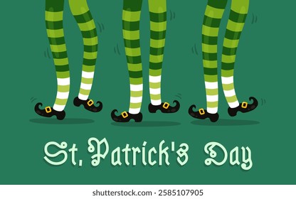 Vector illustration of celtic dance for Patrick's day. Vector poster for Patrick's day.