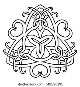 Vector illustration of Celtic fantasy style trinity symbol black and white