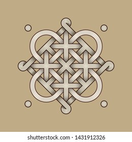 Vector Illustration of a Celtic knot - mystic, decorative symbol with intertwined engraved lines. Lines, engraving and fill color neatly in separate well-defined Layers.