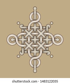 Vector Illustration of a Celtic knot - mystic, decorative symbol with intertwined engraved lines. Lines, engraving and fill color neatly in separate well-defined Layers.