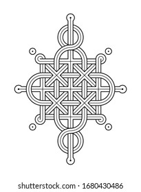 Vector Illustration of a Celtic knot - mystic, decorative symbol with intertwined Gold engraved lines. Lines, engraving and fill color neatly in separate well-defined Layers.