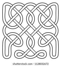 Vector illustration of celtic knot pattern. Abstract complex structure consisting of a smooth curved lines. Black and white ethnic ornament. Suitable as a template for a coloring book.