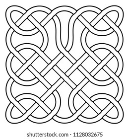 Vector illustration of celtic knot pattern. Abstract complex structure consisting of a smooth curved lines. Black and white ethnic ornament. Suitable as a template for a coloring book.