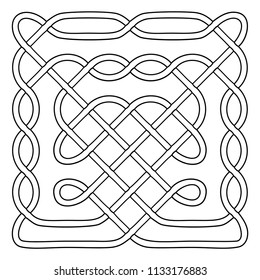 Vector illustration of celtic knot pattern. Abstract complex structure consisting of a smooth curved lines. Black and white ethnic ornament. Suitable as a template for a coloring book.