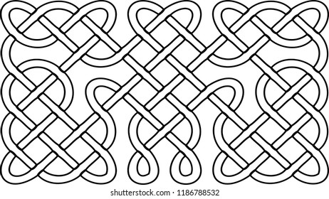 Vector illustration of celtic knot pattern. Abstract complex structure consisting of a smooth curved lines. Black and white ethnic ornament. Suitable as a template for a coloring book.