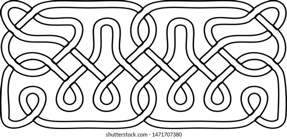Vector illustration of celtic knot pattern. Abstract complex structure consisting of a smooth curved lines. Black and white ethnic ornament. Suitable as a template for a coloring book.