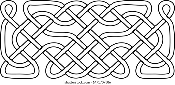 Vector illustration of celtic knot pattern. Abstract complex structure consisting of a smooth curved lines. Black and white ethnic ornament. Suitable as a template for a coloring book.
