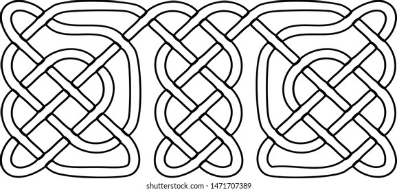 Vector illustration of celtic knot pattern. Abstract complex structure consisting of a smooth curved lines. Black and white ethnic ornament. Suitable as a template for a coloring book.