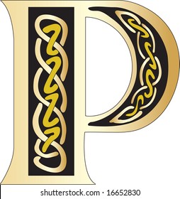 Vector illustration of Celtic letter P