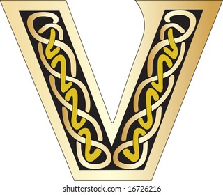 Vector illustration for Celtic letter V