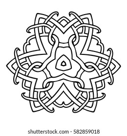 Vector illustration of Celtic style triangle ornament black and white