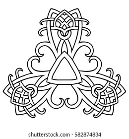 Vector illustration of Celtic style triangle ornament black and white