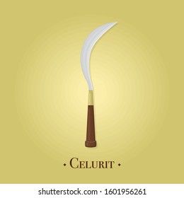 Vector illustration of Celurit, traditional weapon from Madura Island, Indonesia. EPS vector format that can be resized without losing quality