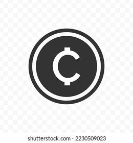 Vector illustration of Cent Centavo coin icon in dark color and transparent background(png).