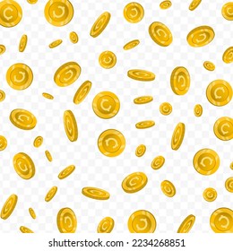 Vector illustration of Cent Centavo currency. Flying gold coins on transparent background (PNG).