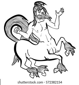 Vector illustration of centaur black and white 
