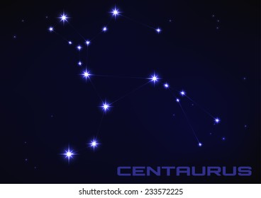 Vector illustration of Centaurus constellation in blue 