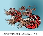 Vector illustration of cephalopod Nautilus pompilius 