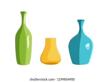 vector illustration ceramic color vases