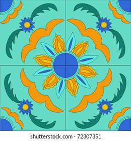 vector illustration of the ceramic tile in a mediterranean style