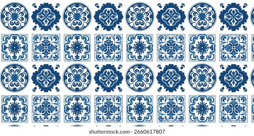 vector illustration of ceramic tile with seamless mosaic ornament