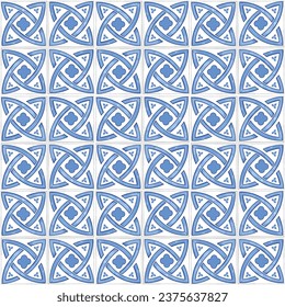 Vector illustration, ceramic tiles, blue pattern, circular ornament. Vector illustration