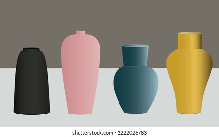ilustración vectorial con vasos cerámicos
