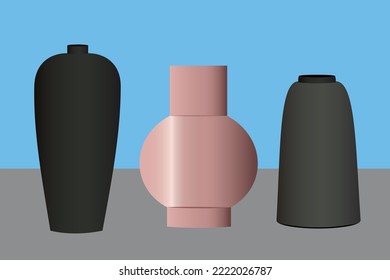 vector illustration with ceramic vases