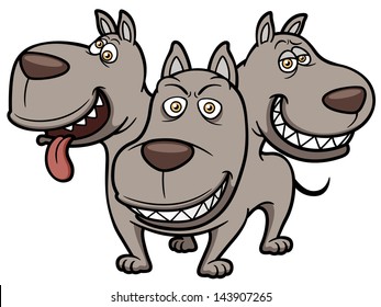 Vector illustration of Cerberus cartoon