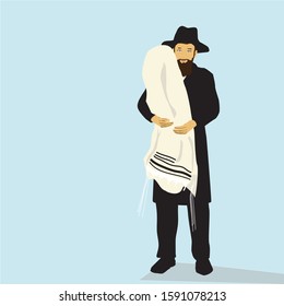  Vector illustration of a ceremony - "hachnasa la cheder"
Orthodox Jewish ceremony. Dad puts his son in a prayer shawl. To study Torah.