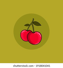 Vector Illustration of cerry Fruit with green background