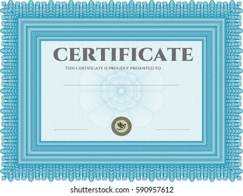 Ilustración vectorial de la ilustración vectorial del certificado en color azul
