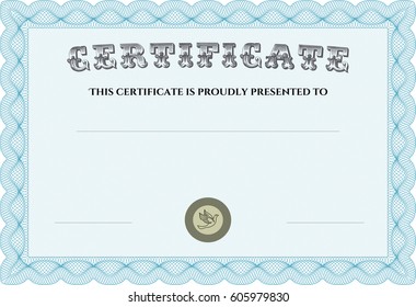 Ilustración vectorial del certificado en color azul
