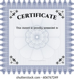 Vector Illustration of Certificate in blue color

