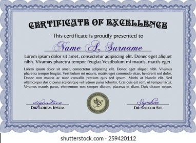 Vector illustration certificate or diploma template. 