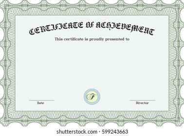 Vektorgrafik des Zeugnisses oder der Diplomvorlage. Modernes Design. Detaillierte.Mit Guillotine-Muster und Hintergrund. 
