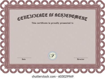 Vector illustration of Certificate or diploma template. Cordial design. Customizable, Easy to edit and change colors. Easy to print. Red color.
