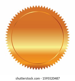 Vector illustration certificate gold foil seal or medal isolated