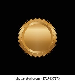 Vector illustration certificate gold foil seal or medal isolated