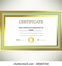 Vector Illustration White Gold Background Certificate Stock Vector ...