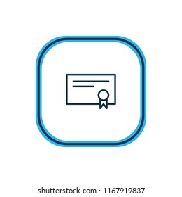Vector illustration of certificate icon line. Beautiful education element also can be used as diploma  icon element.