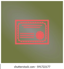 Vector illustration of Certificate vector icon in Peach with Green
