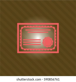 Ilustración vectorial del icono de certificado en rosa