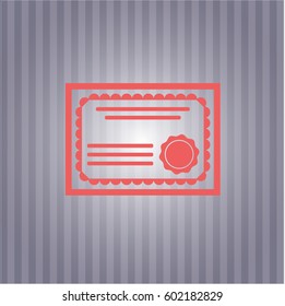 Vector illustration of Certificate vector icon or symbol in peach.
