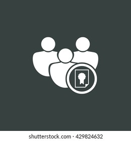 Vector illustration of certificate sign icon on dark background.