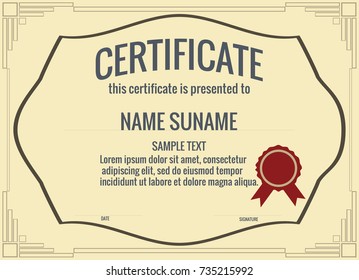 Vector illustration. Certificate template.