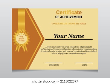 Vector illustration of certificate template design for achievement, award, attendance.